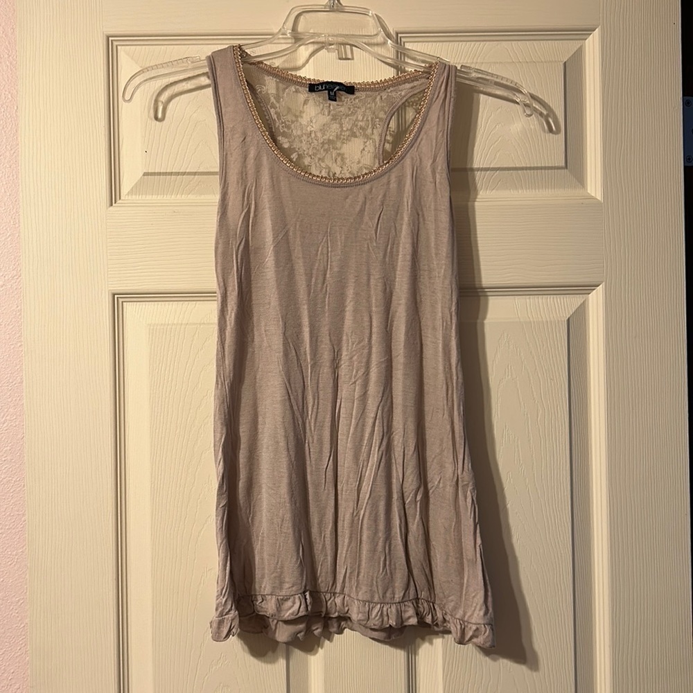 Bluheaven Tan Lace Ruffle Tank Top Medium